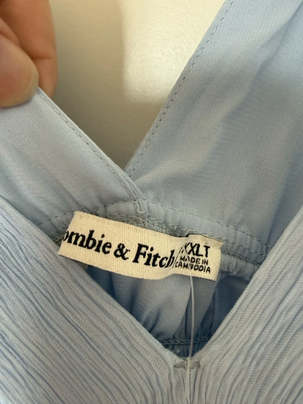 NWT Abercrombie Crinkle Smocked Waist Maxi Dress XXL Tall Blue